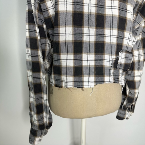 Riley 1880 Vintage Cropped Flannel CROPPED SELF PATCHED IN brown - Picture 13 of 16